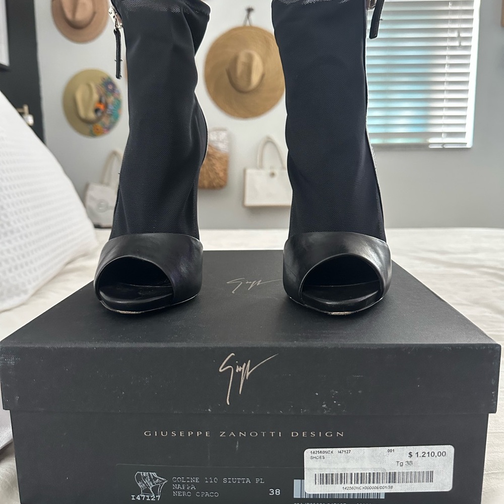 Giuseppe Zanotti Black Peep-Toe Heeled Boots